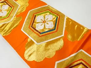 アンティーク　亀甲に花模様織出し袋帯（着用可）